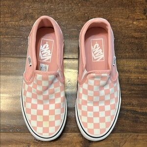 Vans Womens Pink Checkerboard Slip-On Shoes